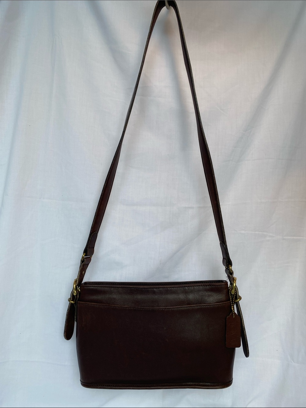 Vintage Classic 9802 Equestrian Slim Brown Leather Shoulder Crossbody Bag